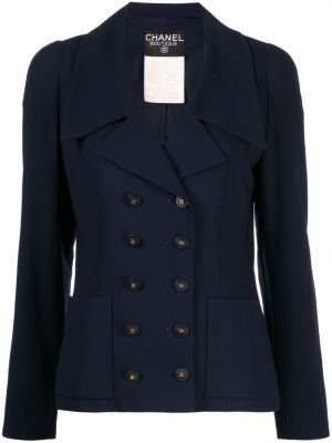 Vlněné sako s knoflíky Chanel Pre-owned modré