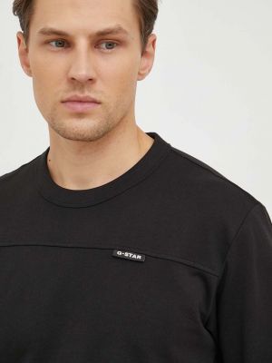 Bombažna majica z dolgimi rokavi z dolgimi rokavi z zvezdico G-star Raw črna