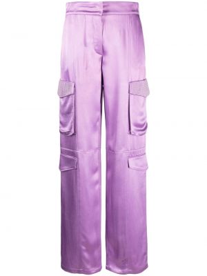 Saténové cargo kalhoty Genny fialové