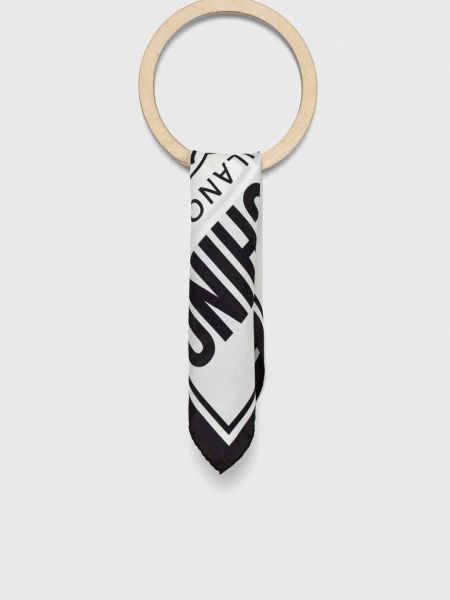Карирана копринена вратовръзка Moschino бяло