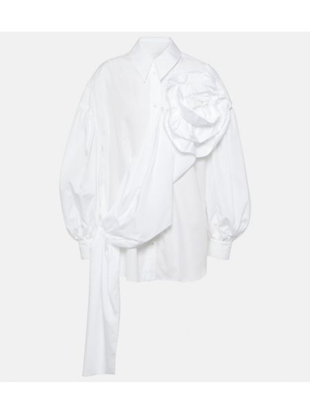 Рубашка из хлопкового поплина с цветочной аппликацией Simone Rocha белый