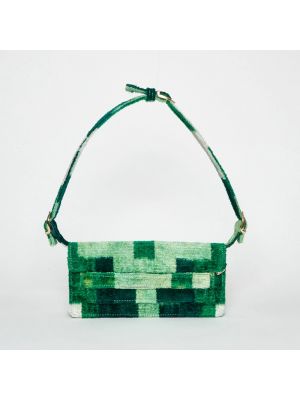 Bolso clutch de seda de algodón La Milanesa verde