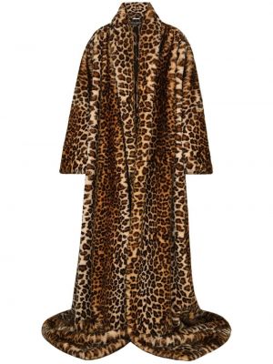 Krznen plašč s potiskom z leopardjim vzorcem Dolce & Gabbana