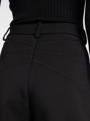 Vlnené nohavice s vysokým pásom Alaïa čierna