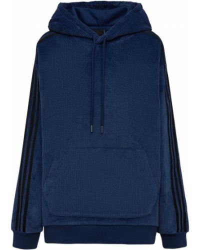 Bluza z kapturem bawełniana Adidas X Ivy Park - niebieski