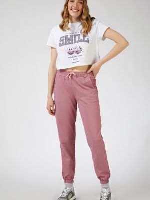 Pantaloni sport cu buzunare Happiness İstanbul roz