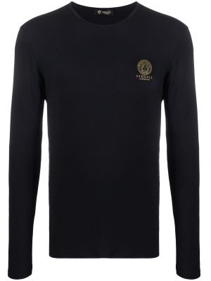 T-shirt con stampa a maniche lunghe Versace nero