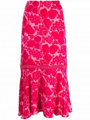 Falda midi de flores Chanel Pre-owned rosa