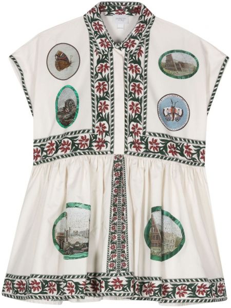 Pamučna midi haljina s printom Giambattista Valli bijela