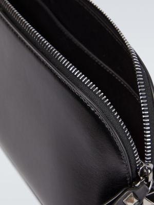 Usnjena pisemska torbica Valentino Garavani črna