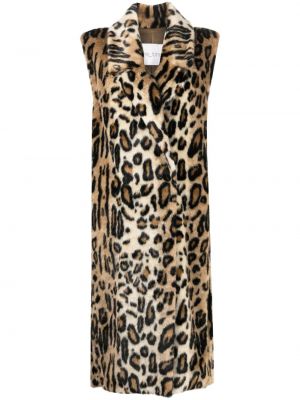 Palton de blană fără mâneci cu imagine cu model leopard Forte_forte