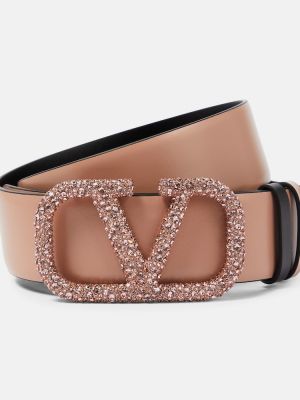Oboustranný kožený pásek Valentino Garavani růžový