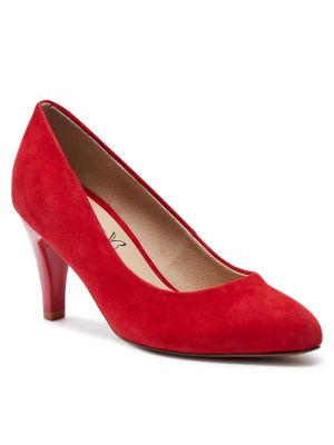 Nizki čevlji iz semiša s peto z visoko peto Caprice rdeča