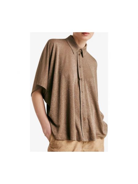 Camisa de tela jersey oversized Momoni marrón