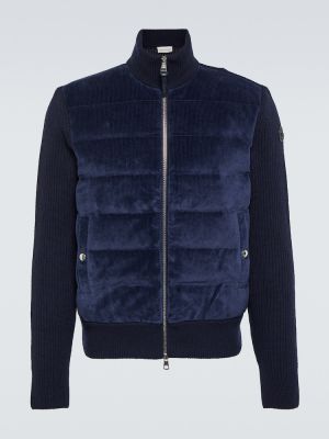 Piumino di velluto a coste di lana Moncler blu