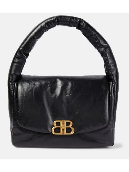 Δερμάτινη τσάντα ώμου Balenciaga μαύρο