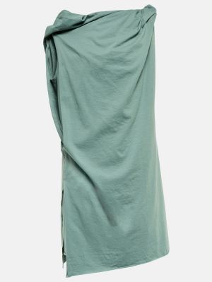 Asymetrické bavlněné midi sukně Rick Owens zelené