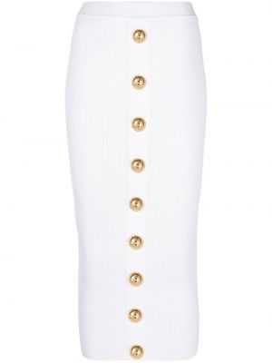 Midi φούστα με κουμπιά Balmain λευκό