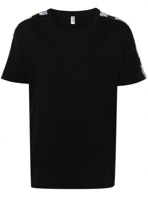 Pruhované bavlněné tričko Moschino černé