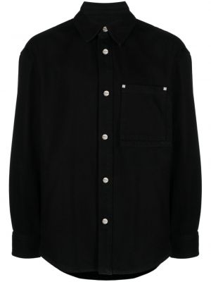 Βαμβακερό πουκάμισο με κέντημα Wooyoungmi μαύρο
