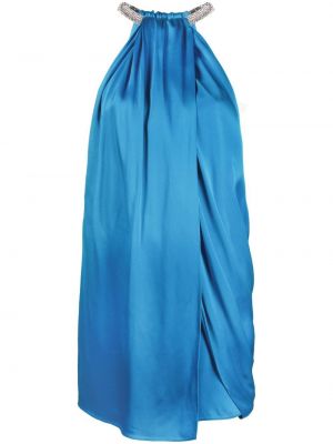 Koktejl obleka z draperijo Stella Mccartney modra