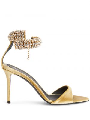 Žametne sandali iz rebrastega žameta Giuseppe Zanotti zlata
