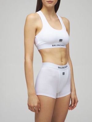 Shorts de sport en coton en jersey Balenciaga blanc