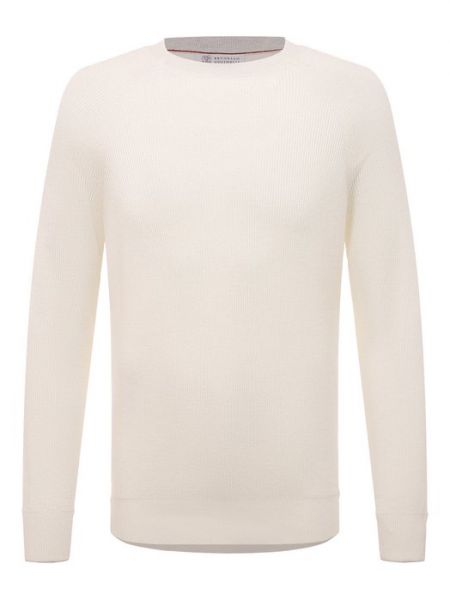 Хлопковый свитер Brunello Cucinelli белый