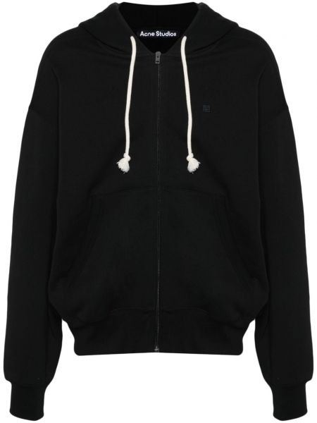 Pamučna hoodie s kapuljačom s patentnim zatvaračem Acne Studios crna
