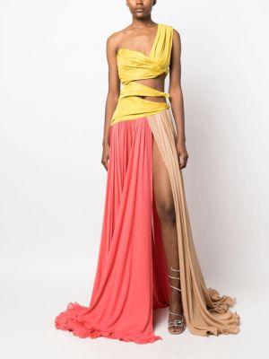 Drapované hedvábné večerní šaty Roberto Cavalli