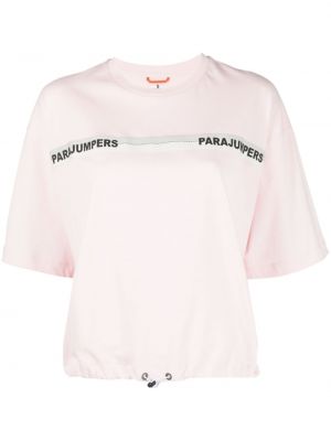 Koszulka bawełniana z nadrukiem Parajumpers różowa