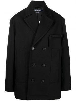 Vlněný kabát Jacquemus černý