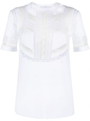 Čipkované kvetinové bavlnené tričko Ermanno Scervino biela