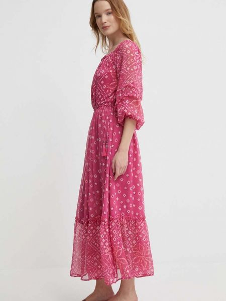 Розовое платье миди Pepe Jeans