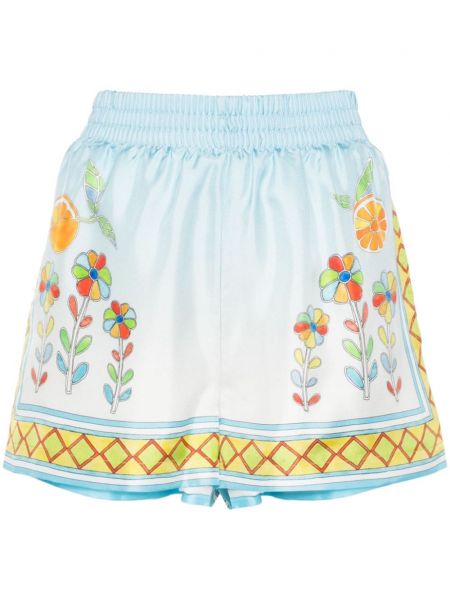 Svilene kratke hlače s cvjetnim printom s printom Casablanca