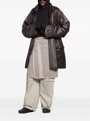 Oversized kožený kabát Balenciaga hnědý