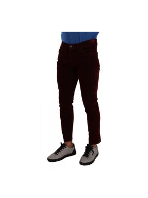 Aksamitne jeansy skinny bawełniane Dolce And Gabbana czerwone