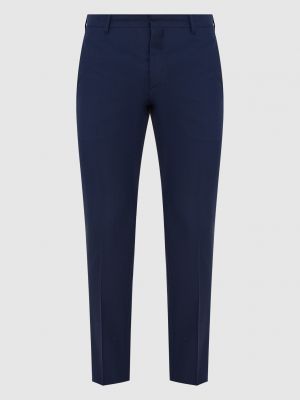 Шерстяные прямые брюки Prada синие
