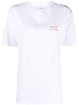 Haftowana koszulka bawełniana Giada Benincasa biała