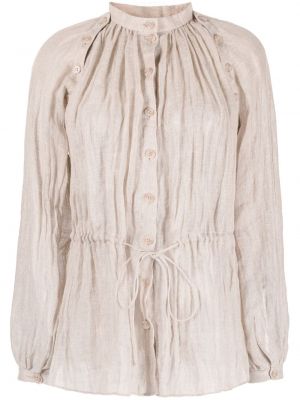 Плисирана ленена блуза Alberta Ferretti бежово
