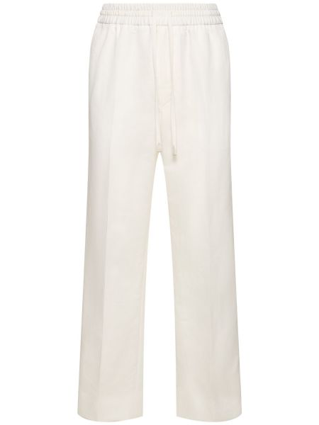 Pantaloni di lino di cotone Brioni bianco
