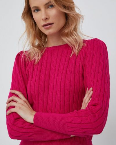 Bavlněný svetr Lauren Ralph Lauren dámský,  , lehký - Růžová