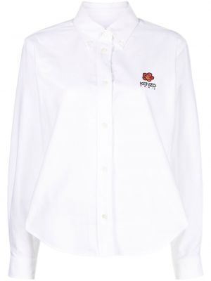 Πουπουλένιο βαμβακερό πουκάμισο με σχέδιο Kenzo λευκό