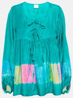 Копринена блуза с tie-dye ефект Anna Kosturova зелено