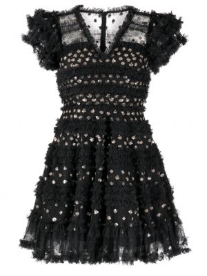 Коктейлна рокля с пайети с волани Needle & Thread