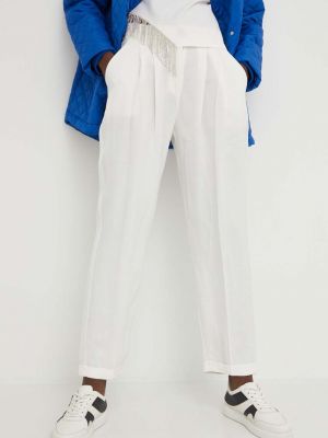 Lanene chino hlače visoki struk Answear Lab bijela