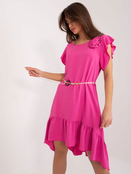 Φόρεμα με βολάν Fashionhunters ροζ