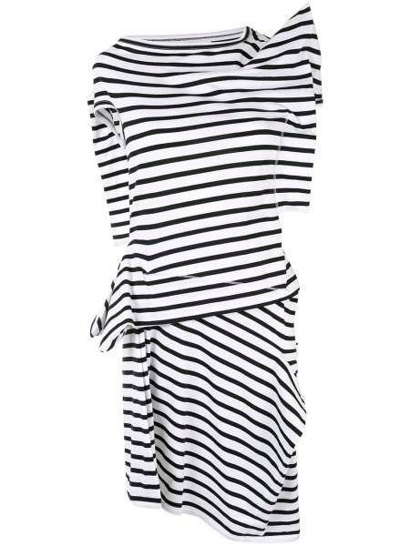 Pruhované bavlněné mini šaty s krátkými rukávy Junya Watanabe Comme Des Garçons Pre-owned - bílá
