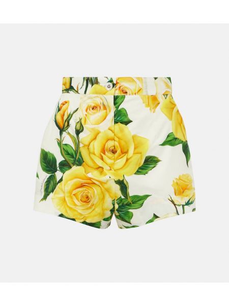 Kvetinové bavlnené šortky s vysokým pásom Dolce&gabbana