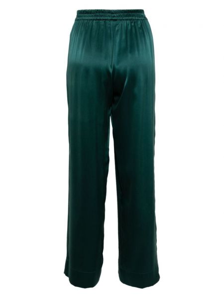 Pantalon droit en soie Asceno vert